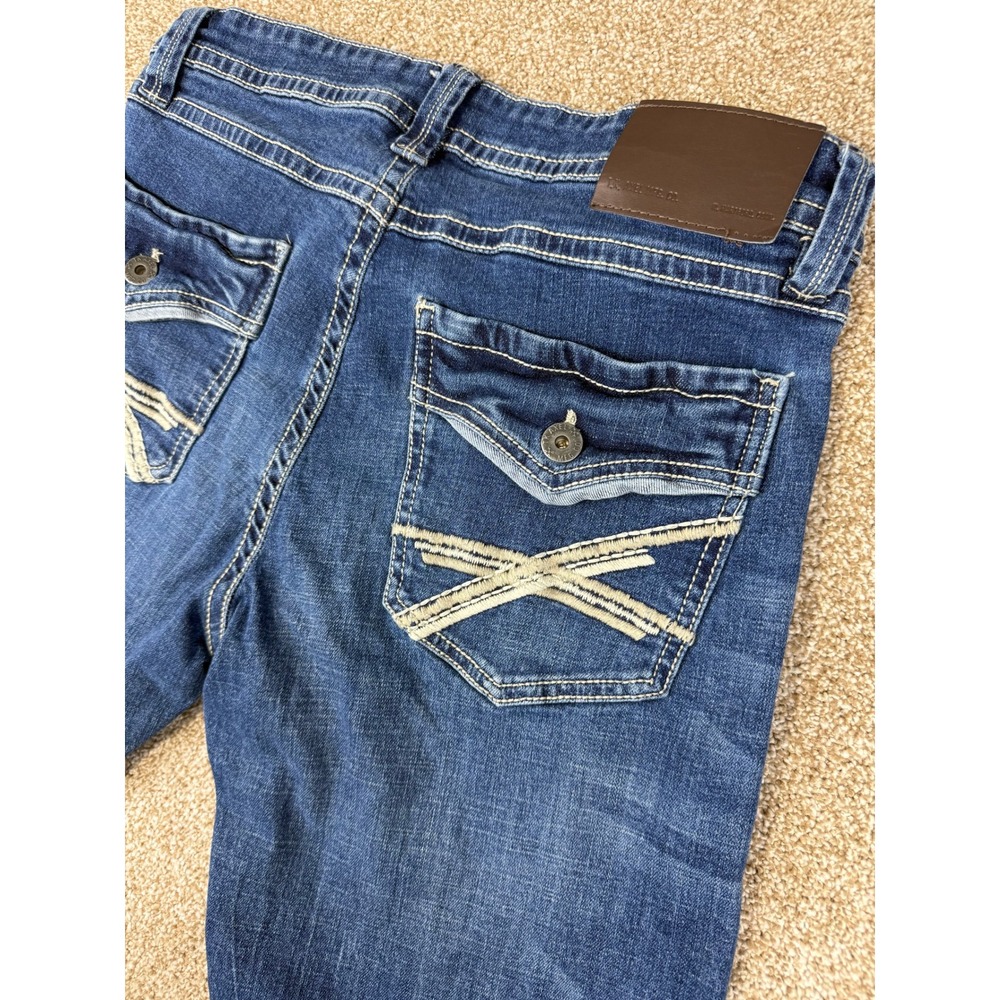 Y2K TK Axel Mens Slim Bootcut Jeans Blue Medium Wash Embroidered 32x30 Western